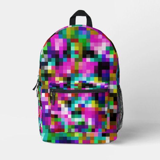 Kleurrijk Abstract pixelpatroon Bedrukte Rugzak (Voorkant)