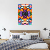 Kleurrijk Abstract portret met zwarte diamant Canvas Afdruk (Insitu (Slaapkamer))