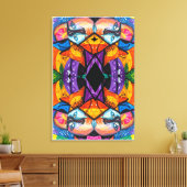 Kleurrijk Abstract portret met zwarte diamant Canvas Afdruk (Insitu (Woonkamer))
