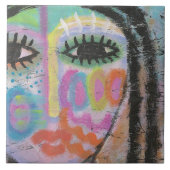 Kleurrijk Abstract Portret op OSB Board Tegeltje (Voorkant)