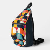 Kleurrijk abstract retro geometrisch patroon Monog Sling Bag (Rechterhoek)
