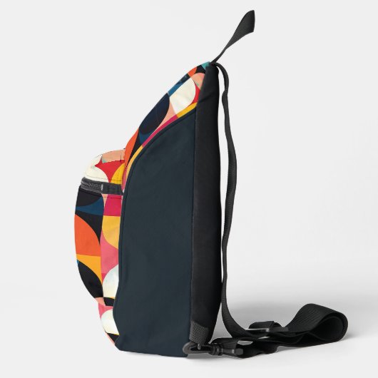 Kleurrijk abstract retro geometrisch patroon Monog Sling Bag (Rechts)