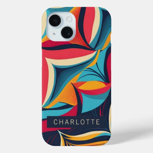 Kleurrijk Abstract Retro Patroon Gepersonaliseerd Case-Mate iPhone Case (Achterkant)