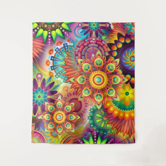 Kleurrijk Abstract rood Oranje Paars groen tapijt Wandkleed (Voorkant)