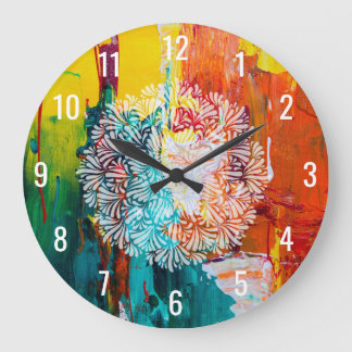 Kleurrijk Abstract schilderen met Petals Mandala Grote Klok