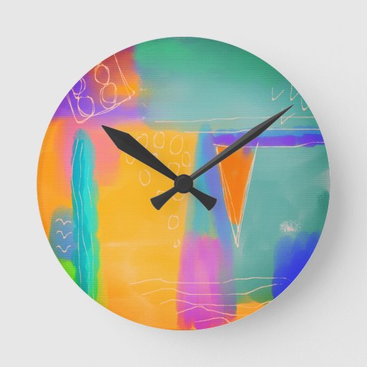 Kleurrijk Abstract schilderen Ronde Klok (Voorkant)