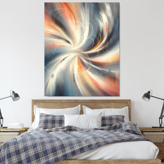 Kleurrijk Abstract Spiraalpatroon van de verfkwast Canvas Afdruk (Insitu (Slaapkamer))