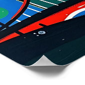 Kleurrijk Abstract stadsbeeld met zon en brug Poster (Hoek)