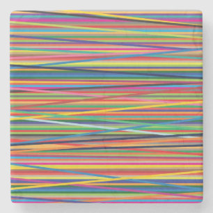 Kleurrijk abstract strepenontwerp stenen onderzetter