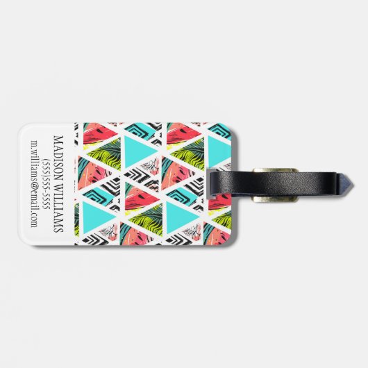 Kleurrijk Abstract tropisch patroon Bagagelabel (Achterkant horizontaal)