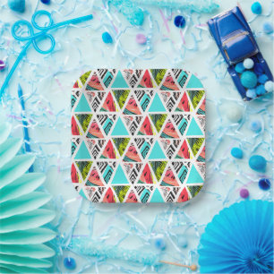 Kleurrijk Abstract tropisch patroon Papieren Bordje