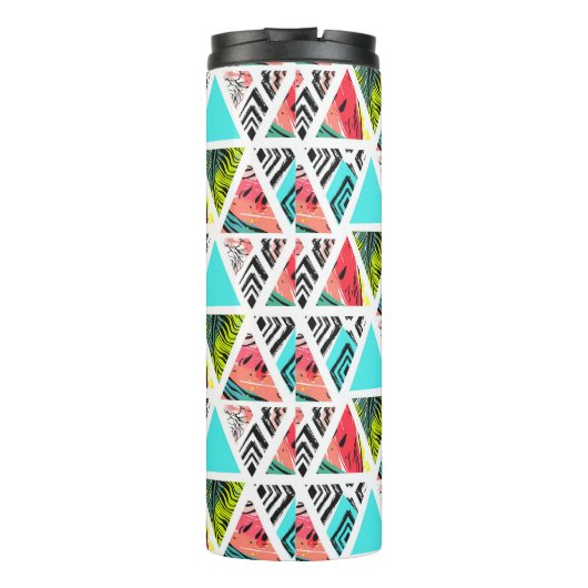 Kleurrijk Abstract tropisch patroon Thermosbeker (Achterkant)