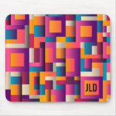 Kleurrijk Abstract vierkant en Shapes Monogram Muismat (Voorkant)
