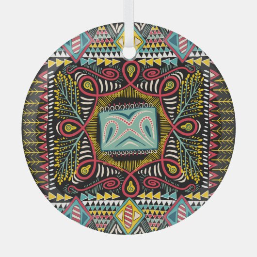 Kleurrijk abstract: vierkant zakontwerp. glas ornament (Voorkant)