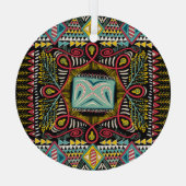 Kleurrijk abstract: vierkant zakontwerp. glas ornament (Achterkant)