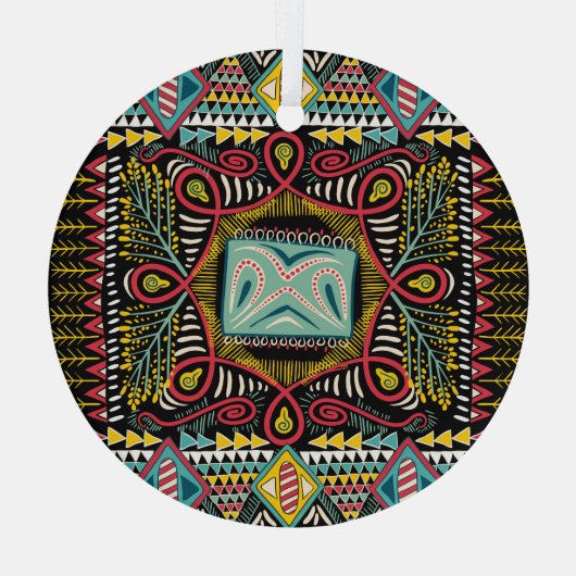 Kleurrijk abstract: vierkant zakontwerp. glas ornament (Achterkant)