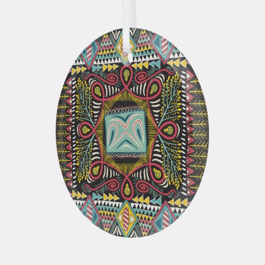 Kleurrijk abstract: vierkant zakontwerp. glas ornament (Voorkant links)