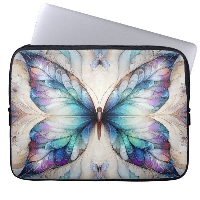 Kleurrijk abstract vlinderontwerp laptop sleeve (Voorkant)