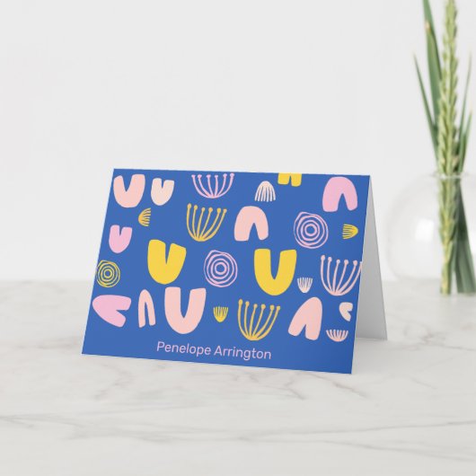 Kleurrijk Abstract vormen Collage-ontwerp in blauw Notitiekaartje (Voorkant)