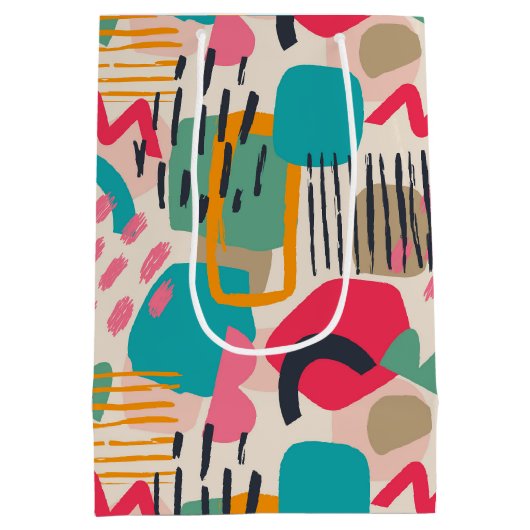 Kleurrijk abstract vormgrijppatroon medium cadeauzakje (Achterkant)