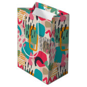 Kleurrijk abstract vormgrijppatroon medium cadeauzakje (Achterkant Gekanteld)