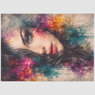Kleurrijk Abstract Vrouwenportret Decoupage Papier