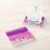 Kleurrijk Abstract Waterverf Roze Magenta-ontwerp Glazen Onderzetter (Schuin)