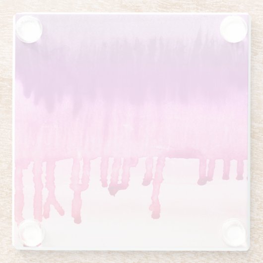 Kleurrijk Abstract Waterverf Roze Magenta-ontwerp Glazen Onderzetter (Achterkant)