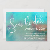 Kleurrijk Abstract Waterverf Uitgebreid Script Save The Date (Voorkant)