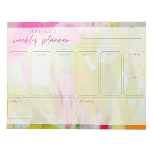 Kleurrijk Abstract Weekly Planner Notitieblok (Voorkant)