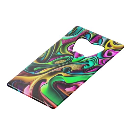Kleurrijk Abstract wervelingen ontwerp Kredietkaart Flessenopener (Achterkant Gekanteld)