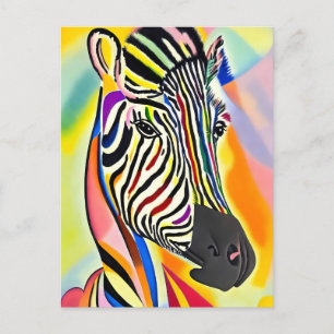 Kleurrijk Abstract Zebra portret schilderen Briefkaart