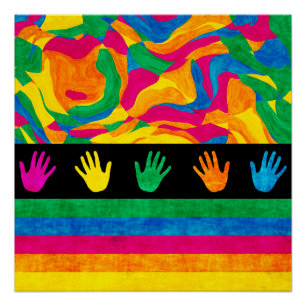 Kleurrijk Abstracte Handafdruk Patroon Perfect Poster