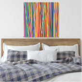 Kleurrijk abstracte strepen canvas afdruk (Insitu (Slaapkamer))
