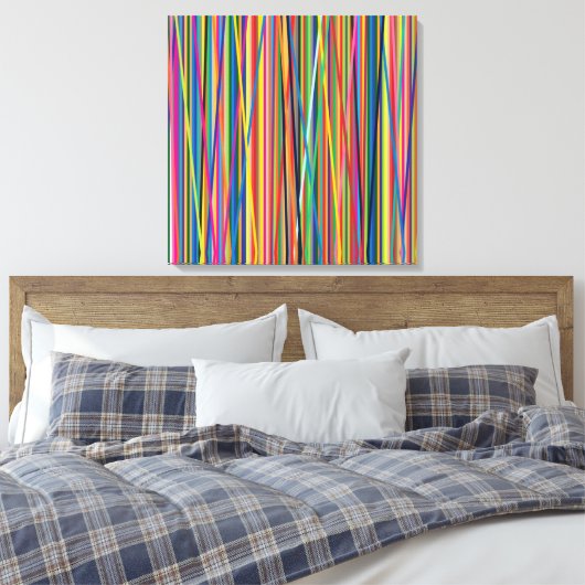 Kleurrijk abstracte strepen canvas afdruk (Insitu (Slaapkamer))