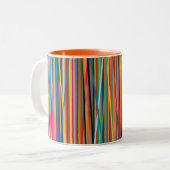 Kleurrijk abstracte strepen tweekleurige koffiemok (Voorkant links)