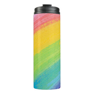 Kleurrijk acrylische Waterverf regenboogpatroon   Thermosbeker