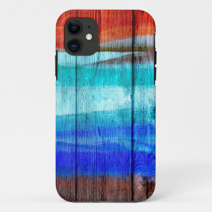 Kleurrijk acrylverf op hout #8 iPhone 11 hoesje