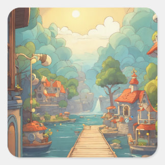 kleurrijk afbeelding vierkante sticker