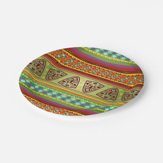 Kleurrijk Afrikaans maskerpatroon Stripe Kente Pat Papieren Bordje (Gekanteld)