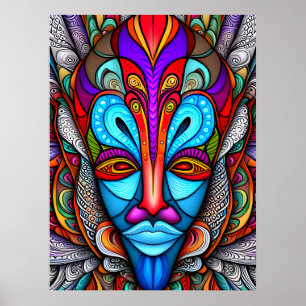 Kleurrijk Afrikaans Tribal Mask Poster