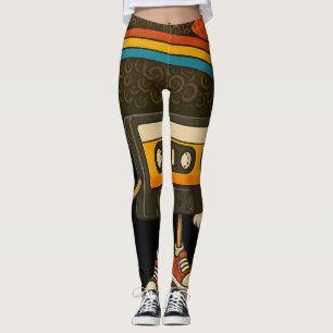 Kleurrijk Afro Cassette Karakter Sticker Leggings