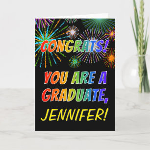 Kleurrijk Afstuderen Gefeliciteerd + Aangepaste na Kaart