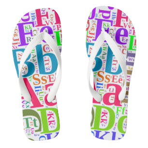 Kleurrijk alfabet teenslippers