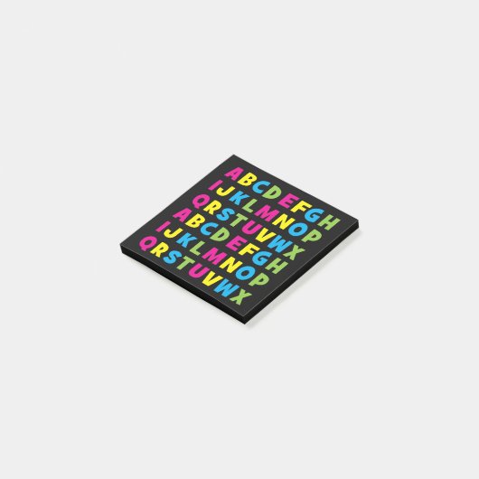 Kleurrijk alfabet terug naar school post-it® notes (Schuin)