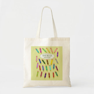 Kleurrijk alfabetisch potloden ontwerp tote bag