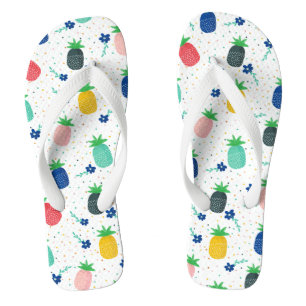 Kleurrijk anananas- en bloempatroon teenslippers