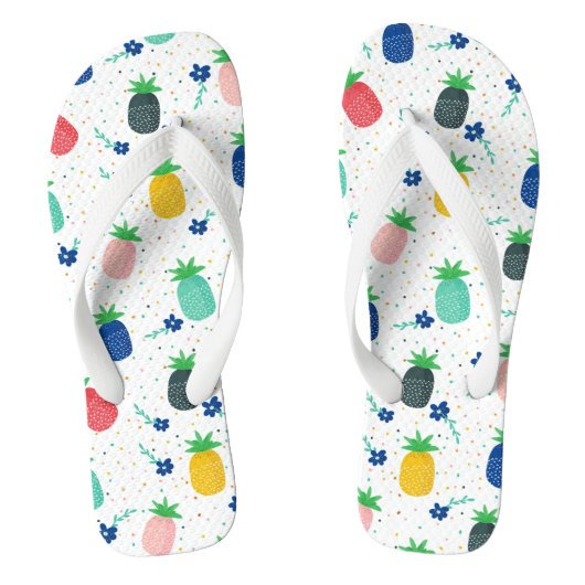 Kleurrijk anananas- en bloempatroon teenslippers (Voetbed)