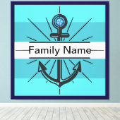 Kleurrijk anker met aangepaste knop canvas afdruk (Insitu (Houten vloer))