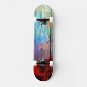 Kleurrijk Aquarel Hout Abstract #2 Skateboard